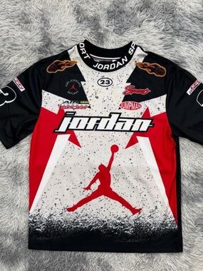 Jordan Red, Black & White Graphic Jumpman Tee